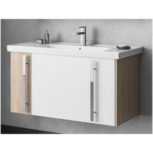 Тумба Smile Стайл 80 подвесная, белый/орегон