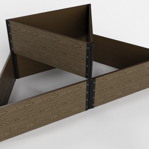 Угловой поворотный элемент Holzhof размером для грядок ПВХ высотой 150х25 мм Чёрный