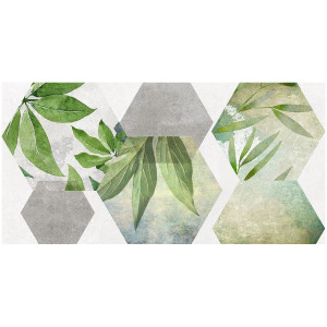 Керамическая плитка Laparet Focus настенная зелёный ботаника 34090 25х50