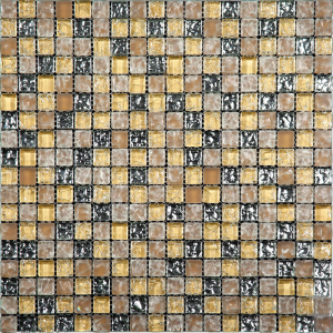 Мозаика MiR mosaic Natural Ice Стекло бежевый, серебро ICE-12