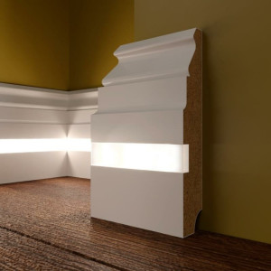 Плинтус Evrowood Белый PN 090 LED 18х100х2000 мм (пог. м)