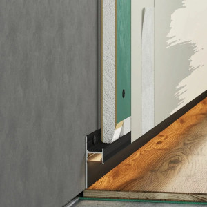 Плинтус Laconistiq Light теневой Чёрный муар под подсветку 15х41,3х3000 мм (пог. м)