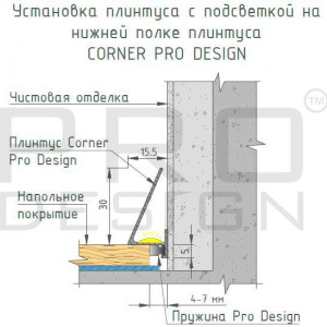 Плинтус Pro Design 570 Corner щелевой Чёрный 15.5х30х2700 мм (пог. м)