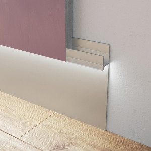 Скрытый плинтус Ликорн C-02.2.1 Серебристый блестящий 13.3х105(80) мм (пог. м)