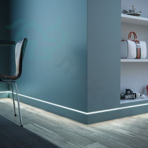 Скрытый плинтус Ликорн (C-02.2.2) под свет с вставкой под покраску (К-27.70) 13.3х105 мм (пог. м)