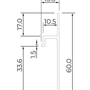 Скрытый плинтус Ликорн С-08.2.3 Чёрный матовый 13.3х60(33,6) мм (пог. м)
