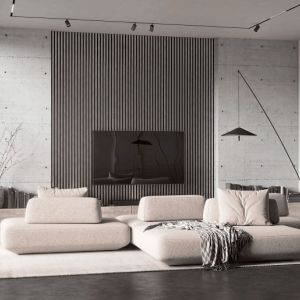 Акустическая панель Cosca Decor Сканди черный войлок 300х300х19мм рейки экополимер хром матовый (2 шт.)