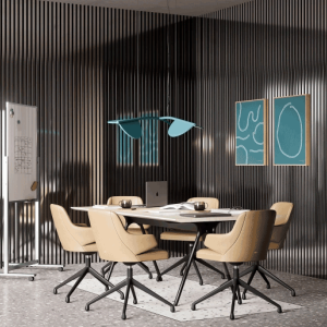 Акустическая панель Cosca Decor Сканди черный войлок 300х300х19мм рейки экополимер хром (2 шт.)