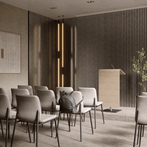 Акустическая панель Cosca Decor Сканди черный войлок 300х300х19мм рейки экополимер платина матовая (2 шт.)