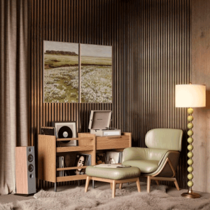 Акустическая панель Cosca Decor Эмираты черный войлок 1200х300х19мм рейки экополимер шампань (2 шт.)