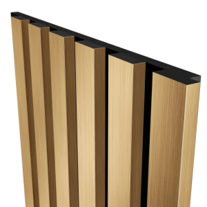 Акустическая панель Cosca Decor Эмираты черный войлок 1200х300х19мм рейки экополимер золото матовое (2 шт.)