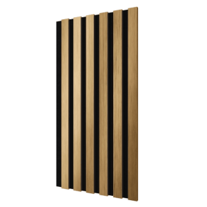 Акустическая панель Cosca Decor Эмираты черный войлок 600х300х19мм рейки экополимер золото матовое (2 шт.)