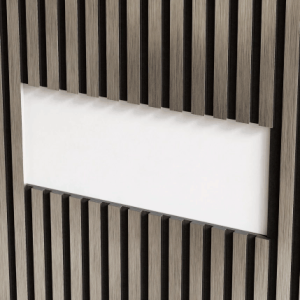 Акустическая панель Cosca Decor Эмираты черный войлок 600х300х19мм рейки экополимер платина матовая (2 шт.)