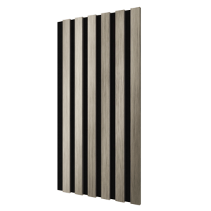 Акустическая панель Cosca Decor Эмираты черный войлок 600х300х19мм рейки экополимер платина матовая (2 шт.)