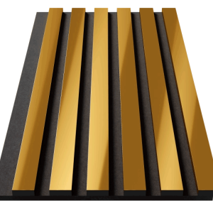 Акустическая панель Cosca Decor Эмираты черный войлок 600х300х19мм рейки экополимер желтое золото (2 шт.)
