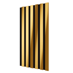 Акустическая панель Cosca Decor Эмираты черный войлок 600х300х19мм рейки экополимер желтое золото (2 шт.)