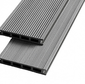 Террасная доска Экодэк Брайт. Вельвет. Шале Серый 22х140х4000 мм